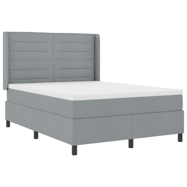 Boxspring Ágy Matrac és LED Fénnyel Világosszürke 160x200 cm Szövet