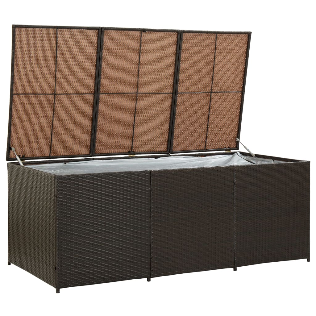 barna kerti polyrattan tárolóláda 180 x 90 x 70 cm (46478)
