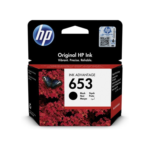 HP 653 Black Original Ink Advantage Cartridge inkoustová náplň 1 kusů Standardní výtěžnost (3YM75AE)