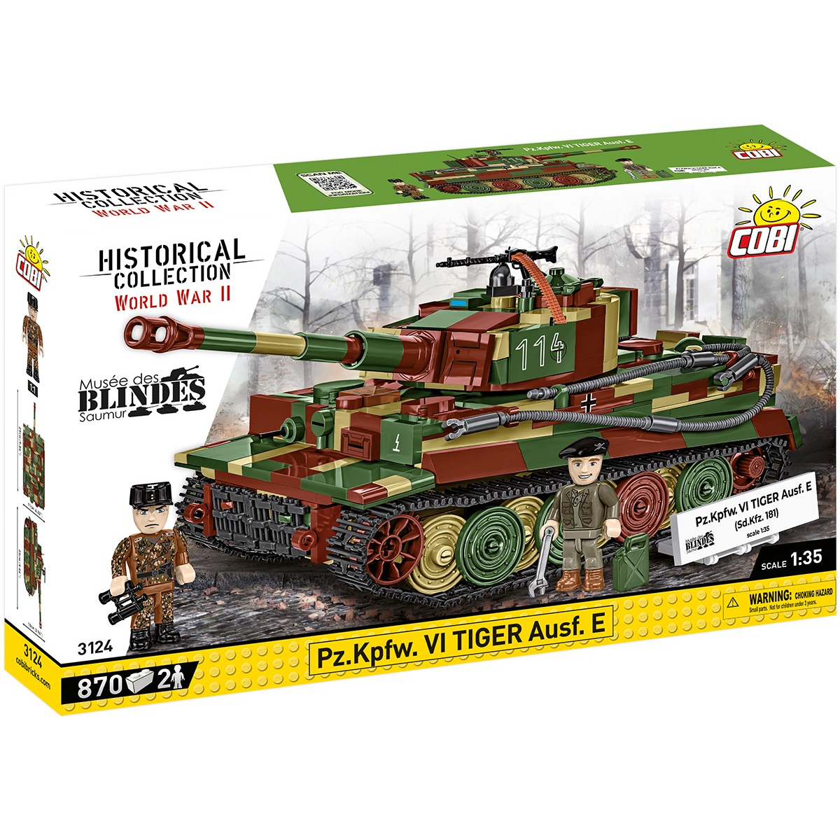 Cobi Blocks Pz.Kpfw. VI Tiger Ausf. E Tank 870 darabos építő készlet 2 figurával (COBI-3124)