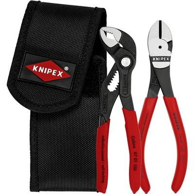 Mini-Zangenset 002072V02, 2-teilig (rot/schwarz, in Werkzeug-Gürteltasche)