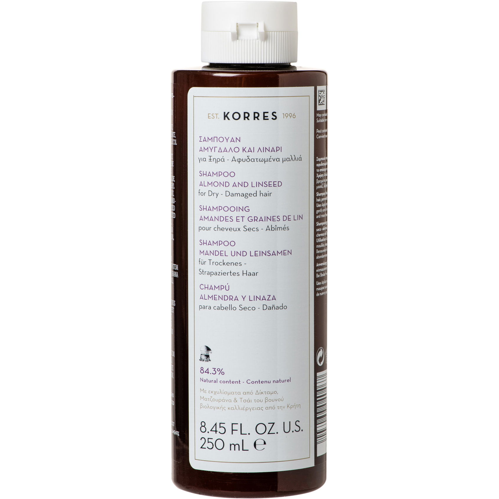 KORRES Almond + Linseed Shampoo For Dry / Damaged Hair 250 ml (5203069040467)