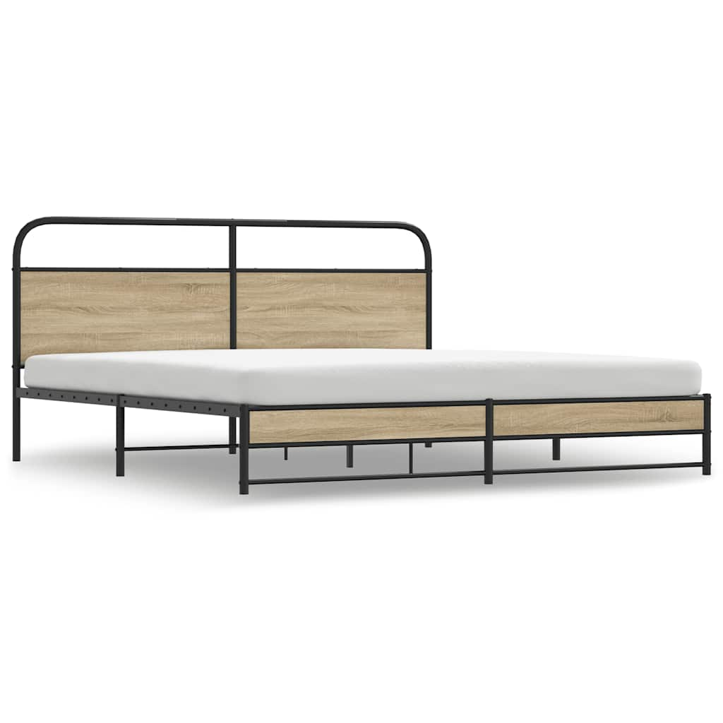 füstös tölgy színű fém ágykeret matrac nélkül 180 x 200 cm (3318680)