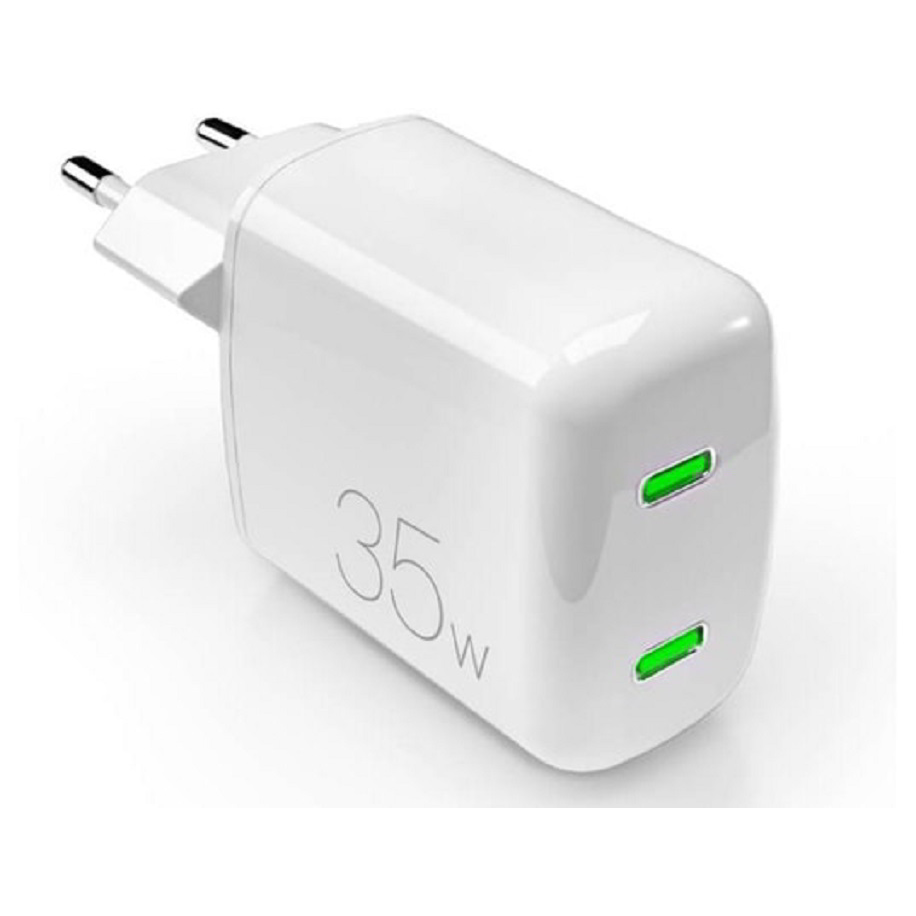 SBS Puro 2xUSB-C Hálózati Töltő - Fehér (35W) (PUFCMTCUSBCC35WGWHI)