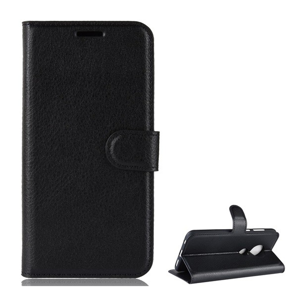 Tok álló, bőr hatású (FLIP, oldalra nyíló, asztali tartó funkció, prémium) FEKETE [Motorola Moto G7 (XT1962)] (5996457868483)