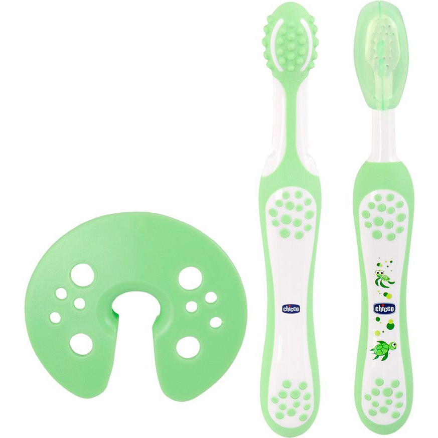 Chicco Bébi-Gyerek Fogmosó szett biztonsági koronggal 3 db - Zöld (CC 00006961000000)