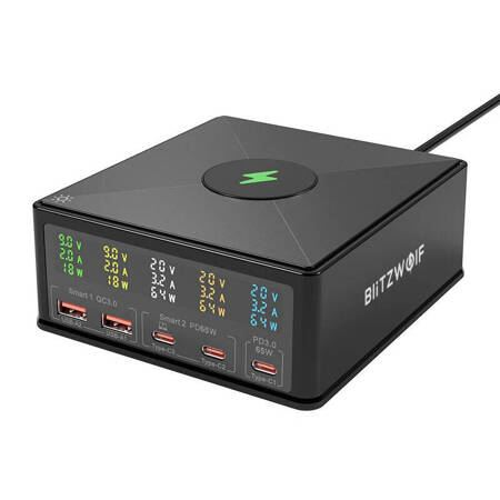 Blitzwolf 868H hálózati töltő 2xUSB-A és 3xUSB-C fekete (5905316148741)