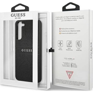 Guess PU Saffiano Samsung Galaxy S22 bőr hátlap tok, fekete