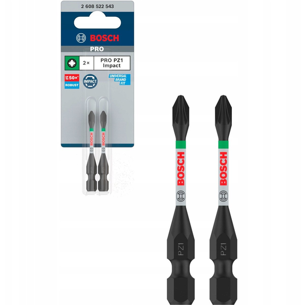 Bosch PRO Pozidriv ütvecsavarozó bitfej, PZ1, 55 mm, 2 db