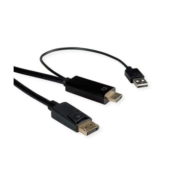 HDMI кабел ROLINE UltraHDTV - DisplayPort, M/M, компактен, 2м