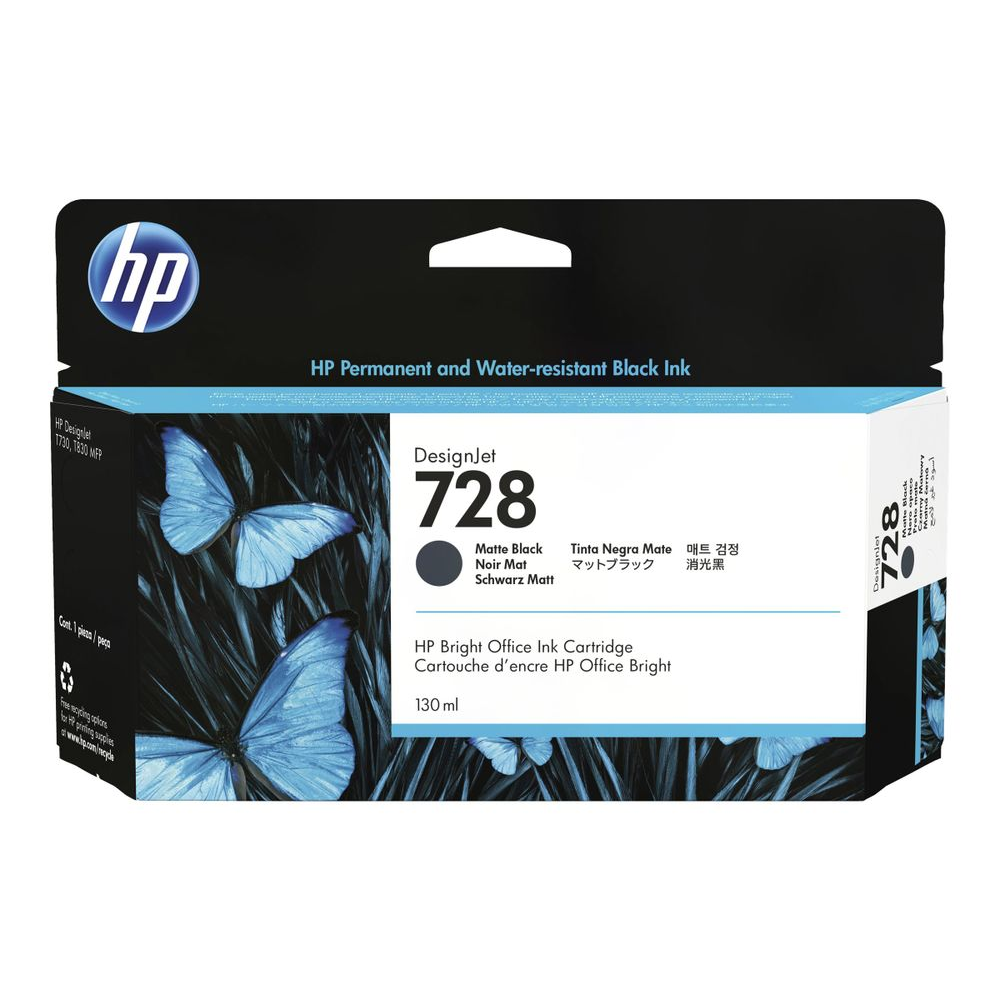 HP 728 130-ml Matte Black DesignJet Ink Cartridge atramentová náplň 1 kusov Originál Štandardná výťažnosť Matne čierna (3WX25A)
