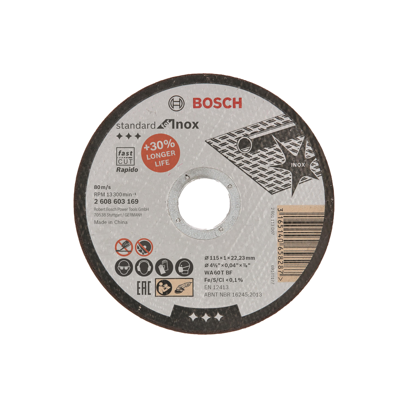 BOSCH 2608603169 Standard Inox - Rapido WA 60 T BF 115 mm, 22,23 mm, 1,0 mm 2.608.603.169 (2.608.603.169)