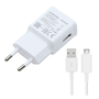 Samsung мрежово зарядно USB гнездо 5V/2000Ma, Microusb кабел с поддръжка за бързо зареждане, бял