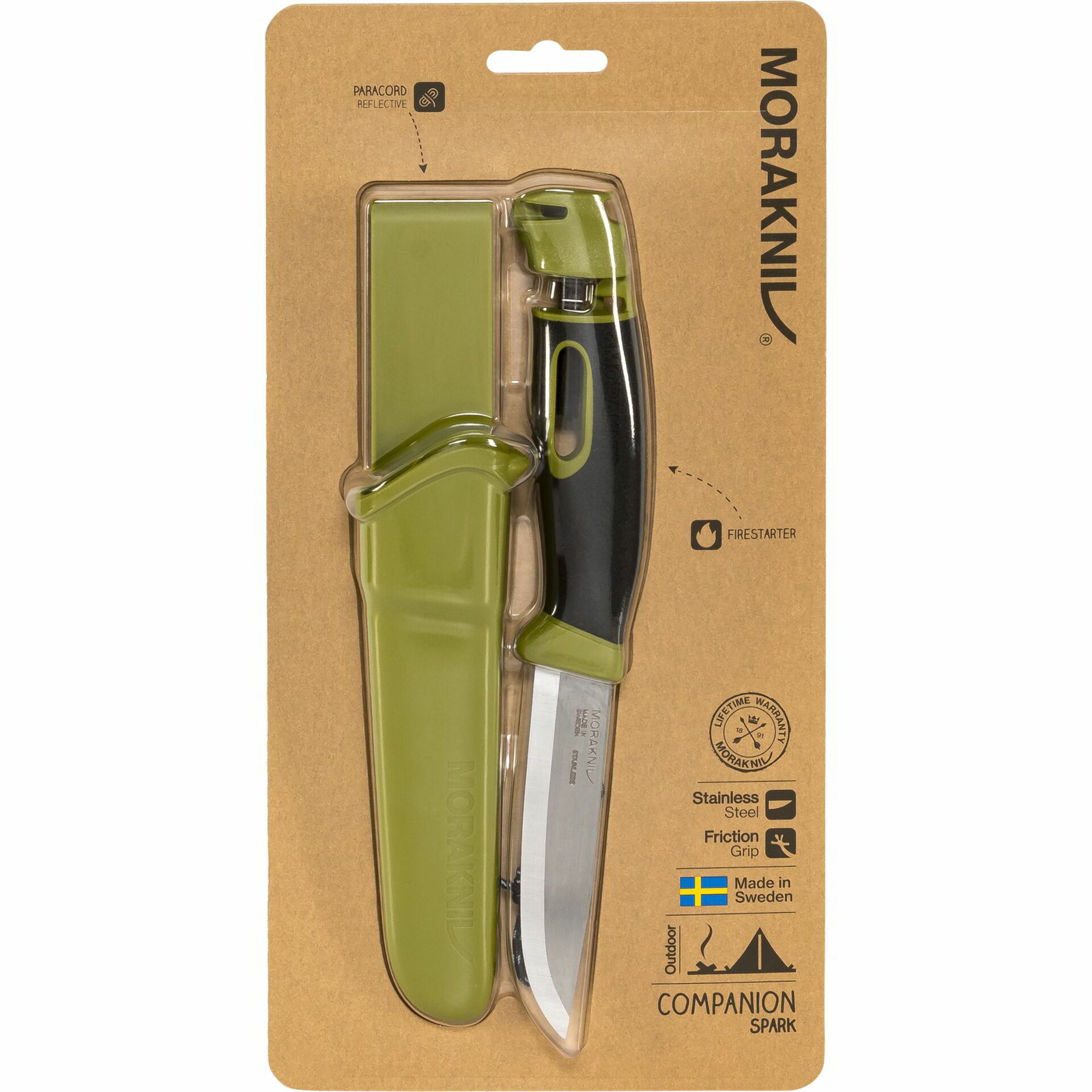 Morakniv Companion Spark Túrakés 223mm + Tűzgyújtó - Zöld (13570)