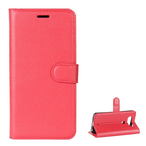 Tok álló, bőr hatású (FLIP, oldalra nyíló, asztali tartó funkció, prémium) PIROS [LG Q8 (H970)] (5996457726325)