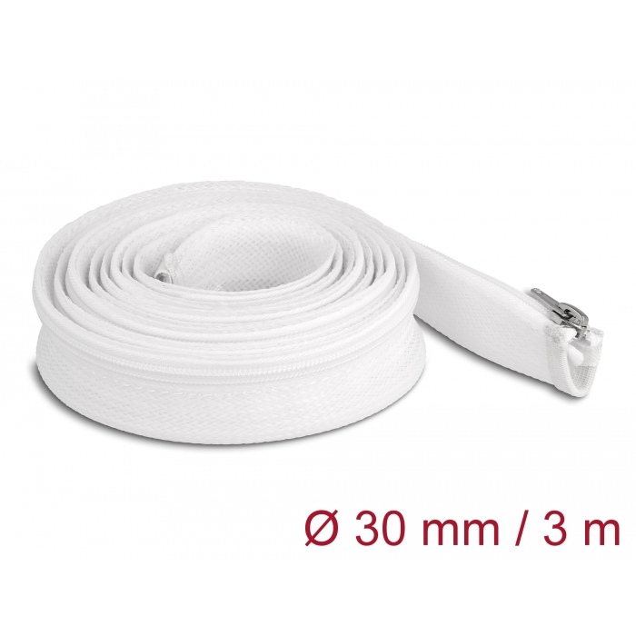 Delock Befont karmantyú zipzáras szorítóval hőállóság egészen 3 m x 30 mm-es fehér (20834) (20834)