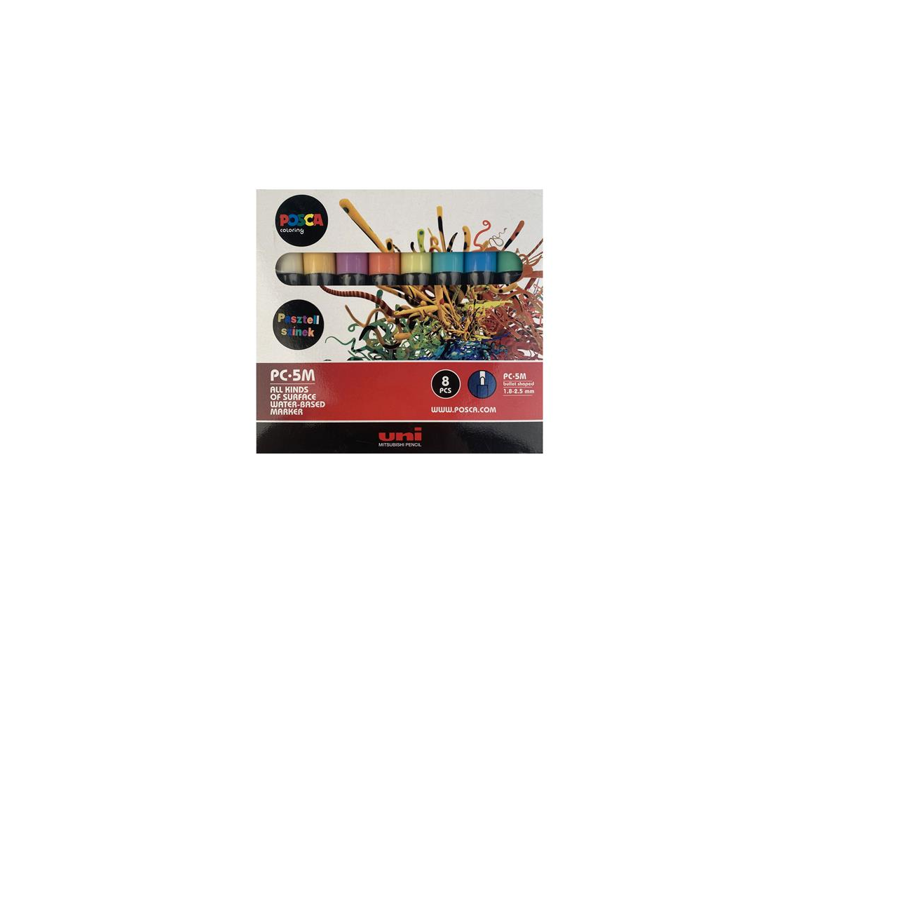 Uni Posca PC-5M 1,8-2,5 mm Dekormarker készlet - Vegyes színek (8 db / csomag) (2UPC5MPASZTELL)