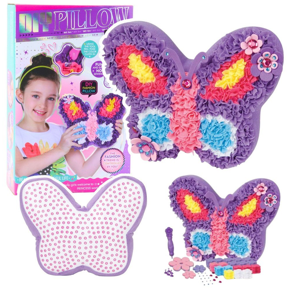 Lean Toys Diy Kreatív Készlet Varrópárna Pillangó Hímzés Lila (27411)