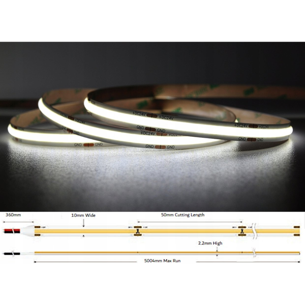 Taśma LED MW Lighting TAŚMA LED LED-COB-24V/12W-CW/5M - 6500&nbsp|K MW Lighting