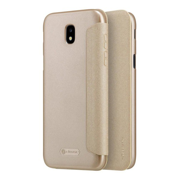 NILLKIN SPARKLE műanyag telefonvédő (bőr hatású FLIP, oldalra nyíló) ARANY [Samsung Galaxy J7 (2017) SM-J730] (5996457714063)