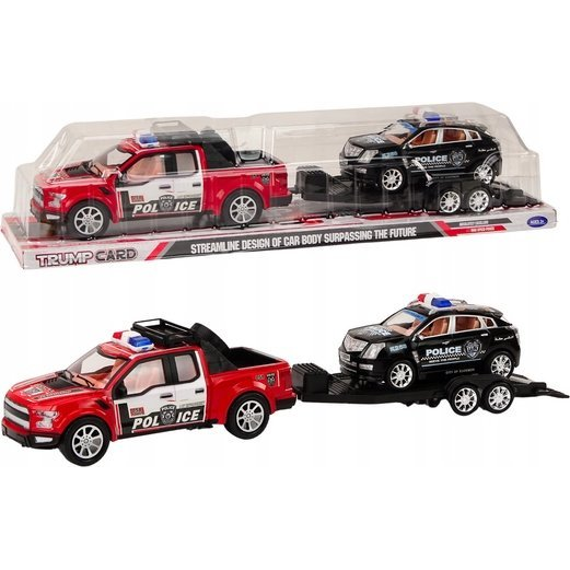 Lean Toys Rendőrségi Kisteherautó Vontatóval, Félpótkocsival, Terepjáróval, Rendőrségi Készlet