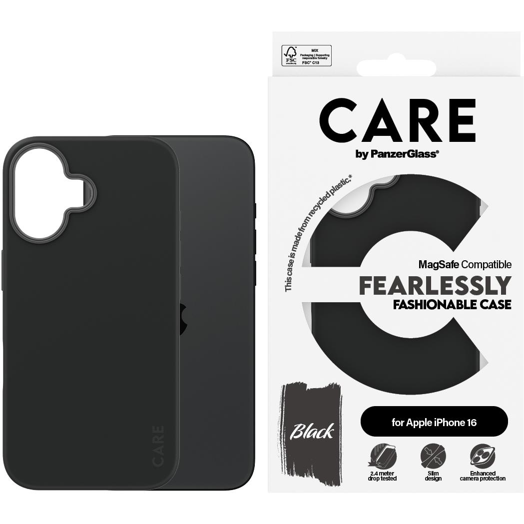 PanzerGlass CARE tok Apple iPhone 16 MagSafe Fearlessly fekete (1377)