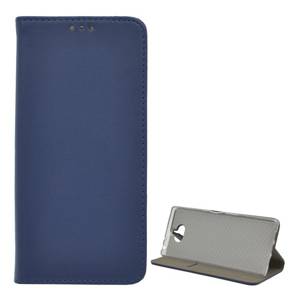 Tok álló, bőr hatású (FLIP, oldalra nyíló, asztali tartó funkció) SÖTÉTKÉK [Sony Xperia 10 plus (L4213)] (5996457881406)