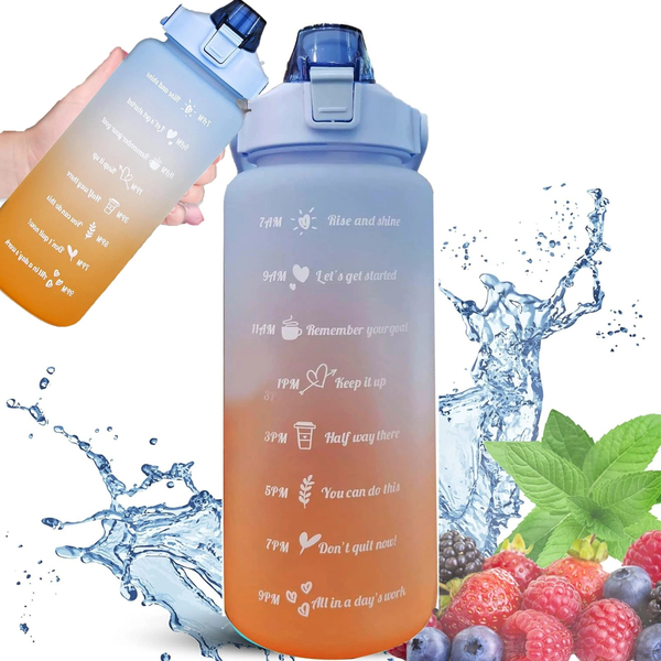 Extralink Motivationswasserflasche, 2000ml Sportwasserflasche, Blau-Orange, BUT-993