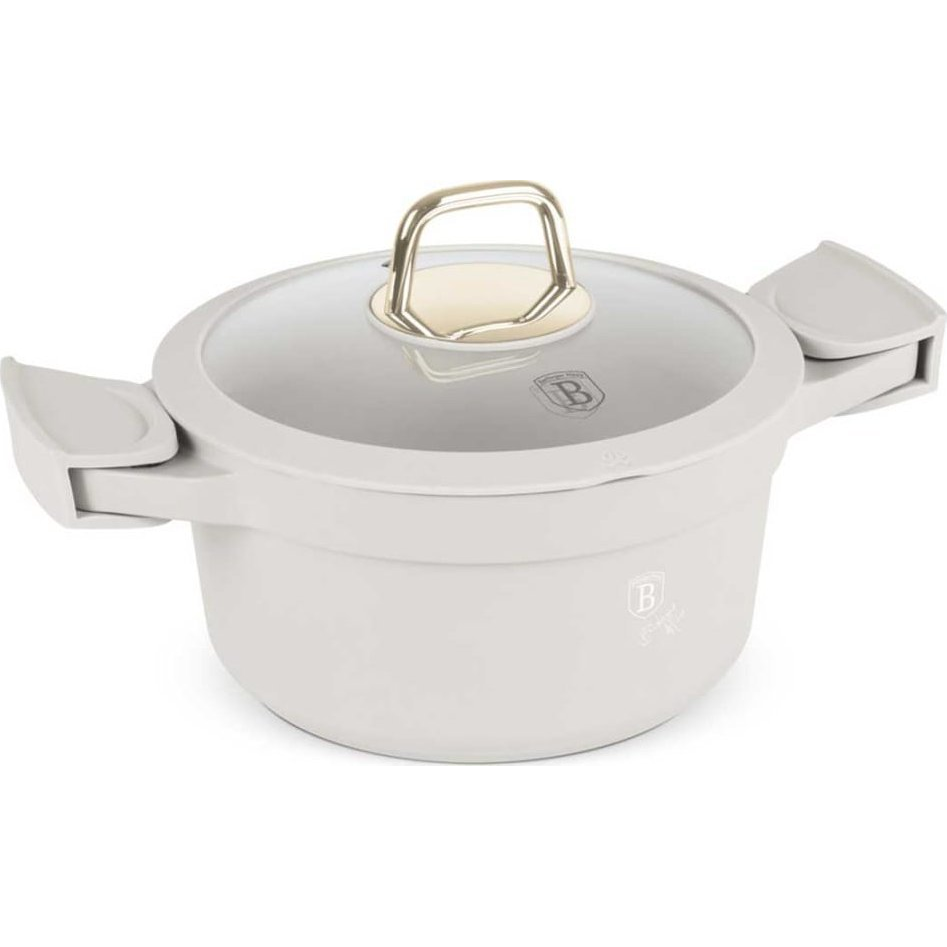 BerlingerHaus BH/7786 Sahara Collection Lábas - Fedővel, 2,5 L, Öntött Alumínium, Matt Krém (BH-7786)