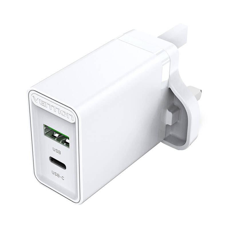 Vention USB(A+C) hálózati töltő UK (18W/20W) fehér (FBBW0-UK) (FBBW0-UK)