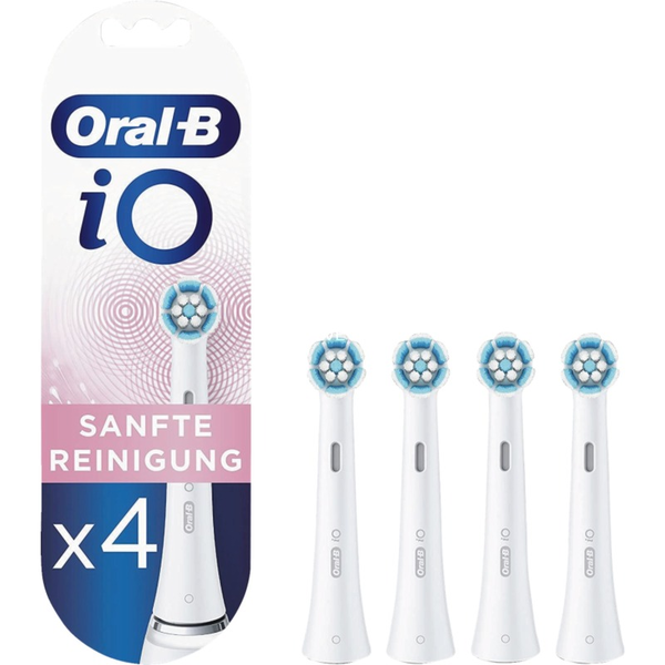 Комплект от 4 резервни четки за зъби, Oral B, iO White Gentle Care, бяло/синьо