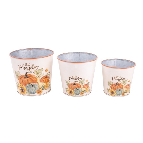 IRIS bádog kaspó, 3 darabos, tökök, krém narancssárga 15-11,5 cm (081093)