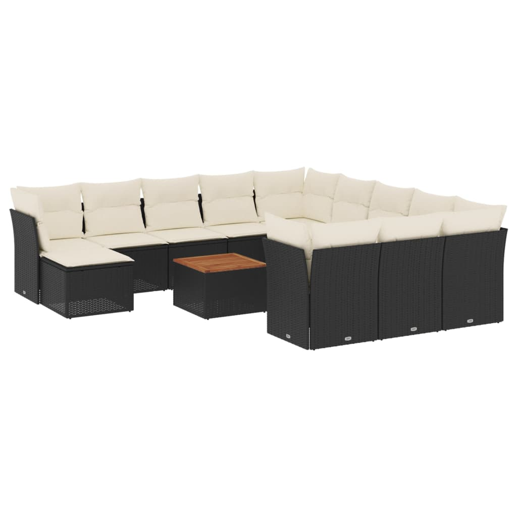 13 részes fekete polyrattan kerti ülőgarnitúra párnákkal (3223984)