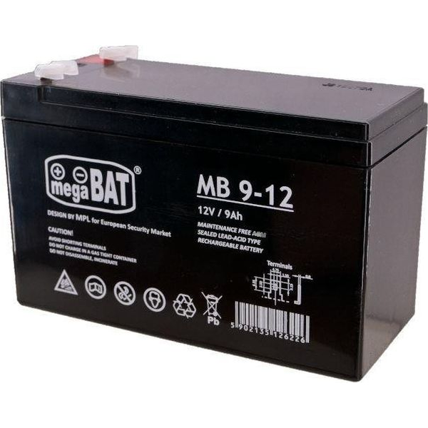 MEGABAT UPS Akkumulátor, MB9-12, VRLA, AGM, 9Ah, 12V