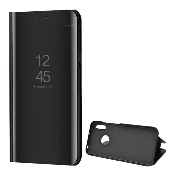 Tok álló (aktív FLIP, oldalra nyíló, asztali tartó funkció, tükrös felület, Mirror View Case) FEKETE [Huawei Y6p] (5996457981113)
