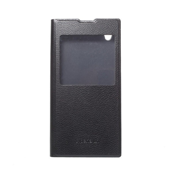 Tok álló, bőr hatású (FLIP, oldalra nyíló, S-View Cover) FEKETE [Sony Xperia L1 (G3312)] (5996457715824)