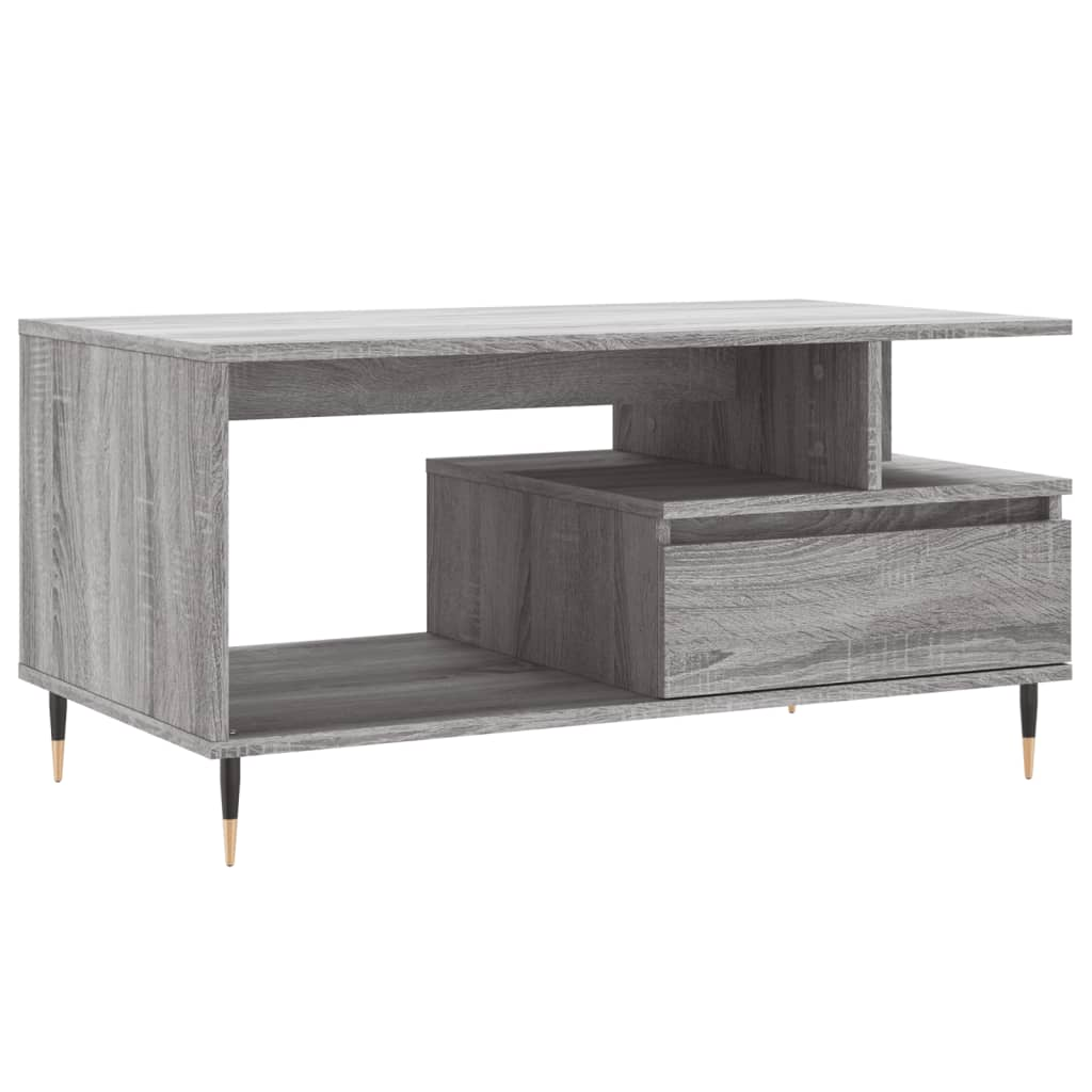 szürke sonoma szerelt fa dohányzóasztal 90x49x45 cm (831018)