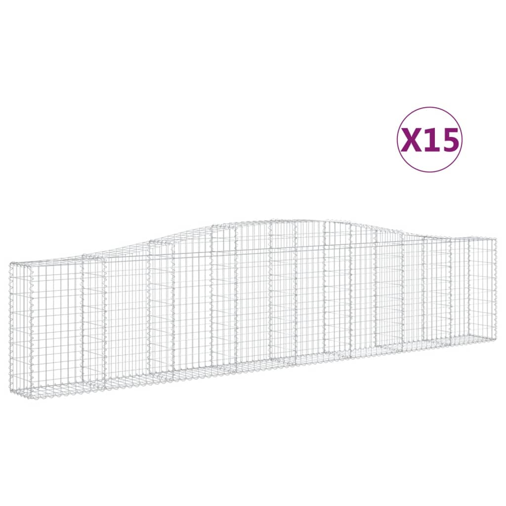 15 db íves horganyzott vas gabion kosár 400x30x80/100 cm (3145822)