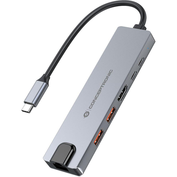 Conceptronic DONN29G φορητός σταθμός σύνδεσης & προσομοιωτής θύρας Καλωδιωμένος (Ενσύρματος) USB 3.2 Gen 2 (3.1 Gen 2) Type-C Γκρι