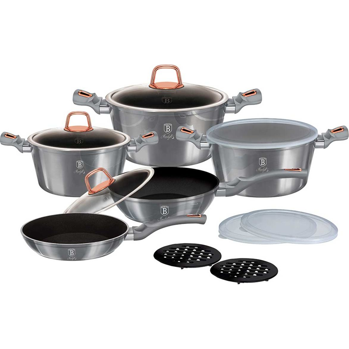 BerlingerHaus BH/7033 Moonlight Collection Edénykészlet - Kovácsolt Alumínium, Metál Szürke (BH-7033 Kinghoff)