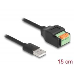 Delock A-típusú USB 2.0 apa - terminal block adapter kábel lenyomó gombbal 15cm (66061) (delock66061)