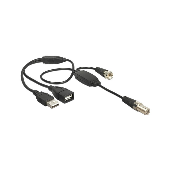 KAB Delock 13006 F jack > F plug antenna kábel (phantom táp 5V USB-ről) - 0,2m