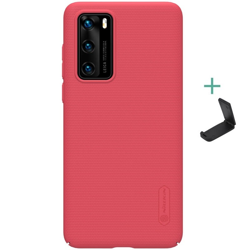 Huawei P40, Műanyag hátlap védőtok, stand, Nillkin Super Frosted, piros (90627)