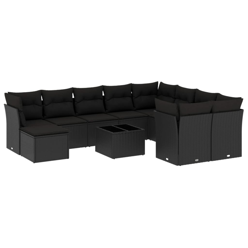 11 részes fekete polyrattan kerti ülőgarnitúra párnákkal (3218595)