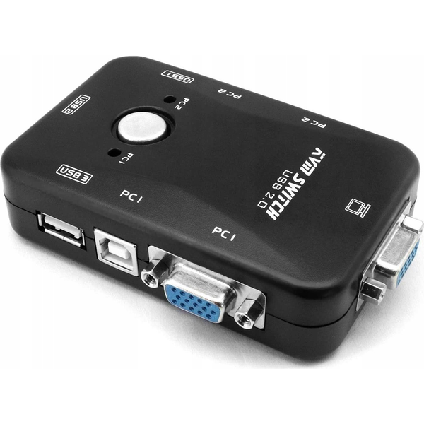 Przełącznik Pawonik PRZEŁĄCZNIK KVM VGA 2X1 SWITCH 3XUSB HUB BOX