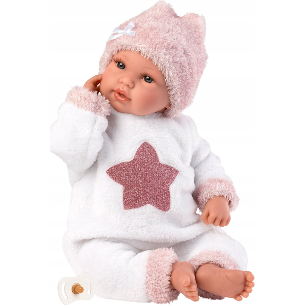 Llorens 63648 New Born - élethű játékbaba hangokkal és puha szövet testtel - 36 cm
