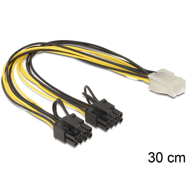DELOCK Stromkabel 6Pin PCIe -> 8Pin PCIe Bu/St 0.30m