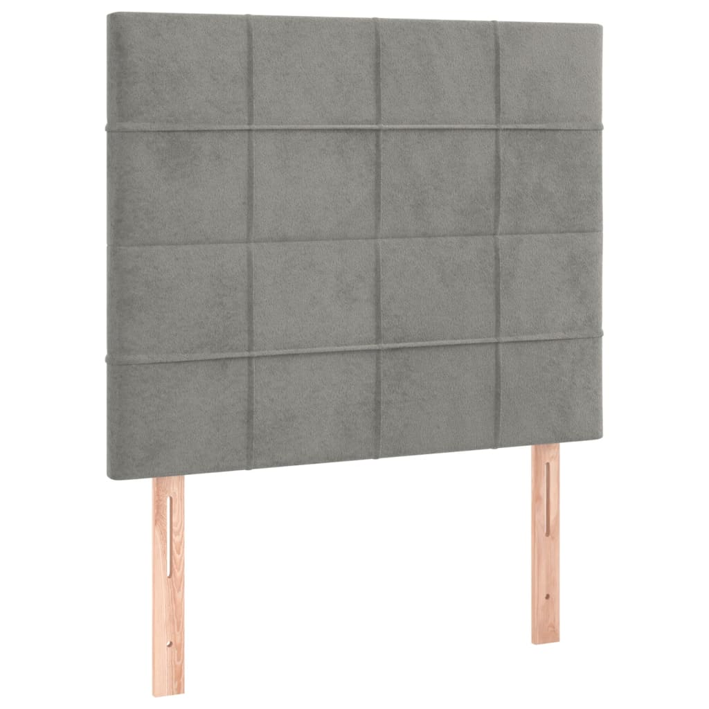 2 db világosszürke bársony fejtámla 80 x 5 x 78/88 cm (3116362)