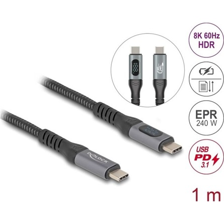 DELOCK Kabel Coaxial USB Type-C St > St 240W 1m