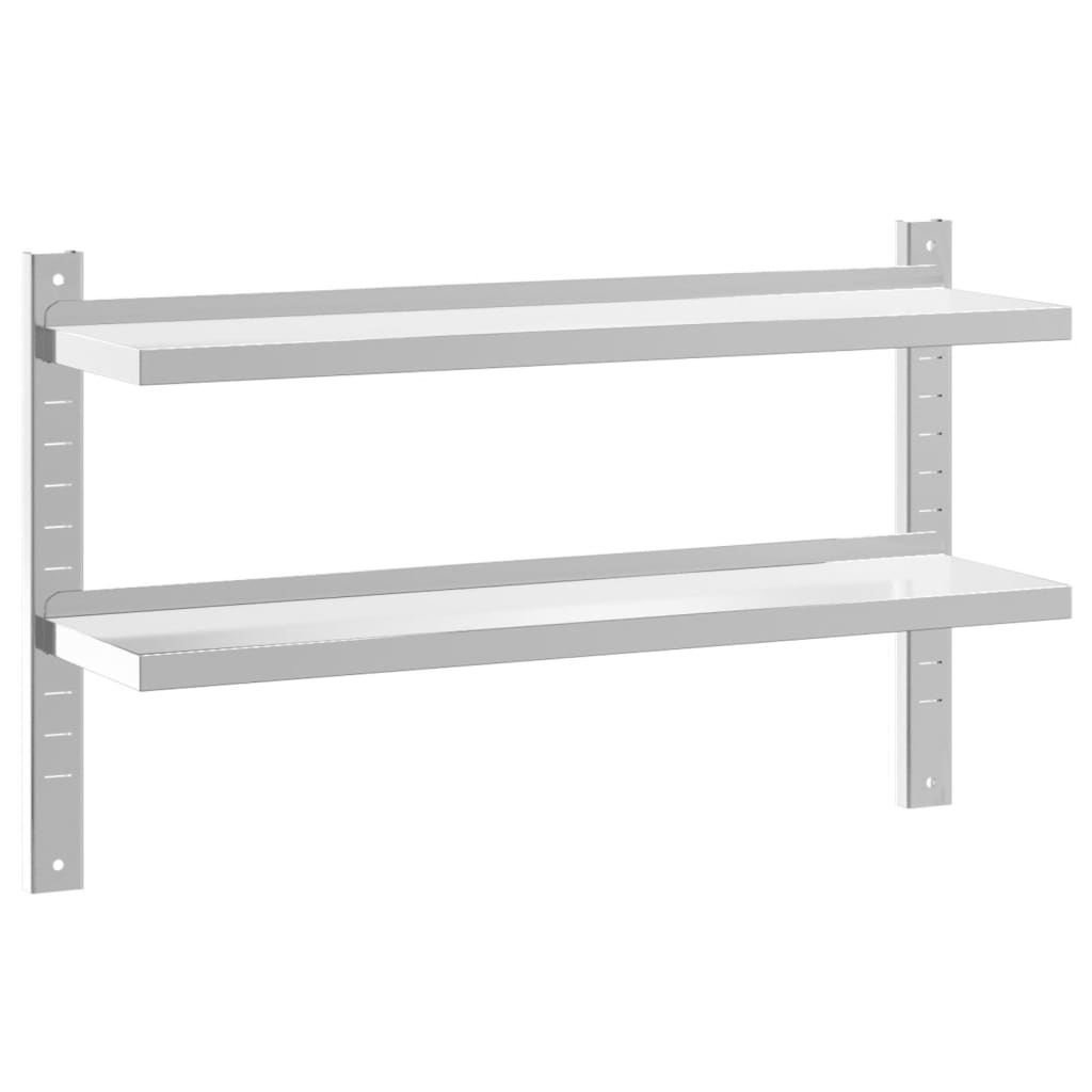 2 szintes ezüst rozsdamentes acél fali polc 100 x 23,5 x 60 cm (30311)